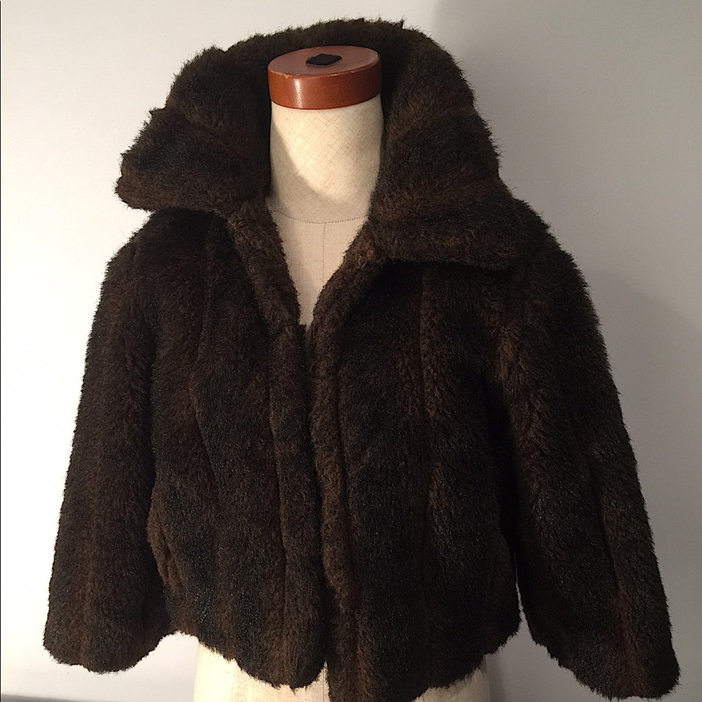 Faux fur brown coat